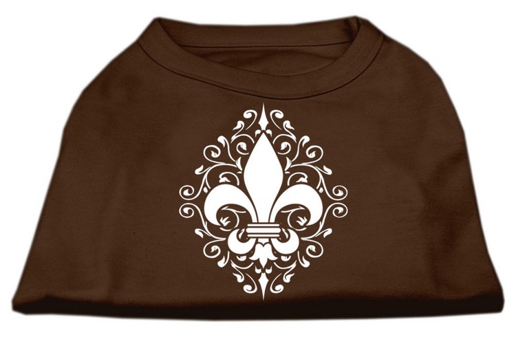 Henna Fleur de Lis Screen Print Shirt Brown XL